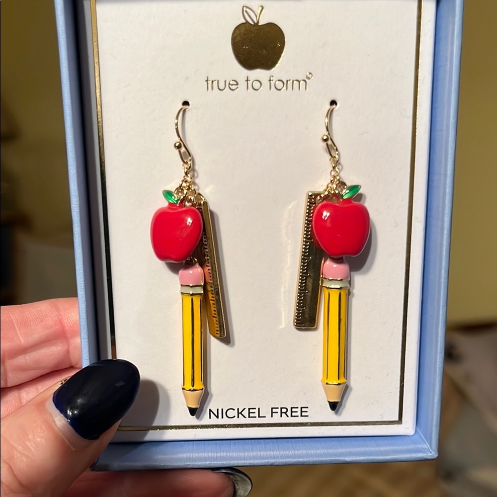 Red and Yellow Apple Pencil Earrings